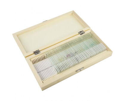 Omegon Prepared slide set, 40 slides in a wooden box