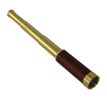 Omegon 12x30 brass pocket telescope with storage box made of wood