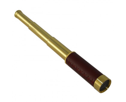 Omegon 12x30 brass pocket telescope with storage box made of wood