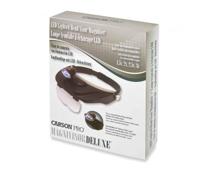 Лупа Pro серії MagniVisor ™ Deluxe зі світлодіодним підсвічуванням, що надівається на голову, з 4 різними об'єктивами (1,5 X ,2x, 2,5 X, 3X), 4 дюйма