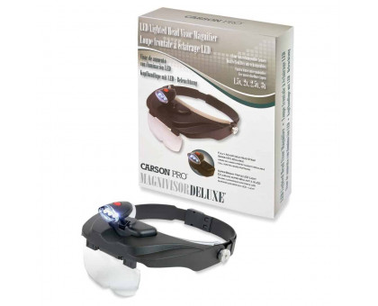 Лупа Pro серії MagniVisor ™ Deluxe зі світлодіодним підсвічуванням, що надівається на голову, з 4 різними об'єктивами (1,5 X ,2x, 2,5 X, 3X), 4 дюйма