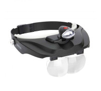 Лупа Pro серії MagniVisor ™ Deluxe зі світлодіодним підсвічуванням, що надівається на голову, з 4 різними об'єктивами (1,5 X ,2x, 2,5 X, 3X), 4 дюйма