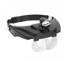 Лупа Pro серії MagniVisor ™ Deluxe зі світлодіодним підсвічуванням, що надівається на голову, з 4 різними об'єктивами (1,5 X ,2x, 2,5 X, 3X), 4 дюйма
