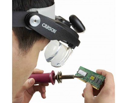 Лупа Pro серії MagniVisor ™ Deluxe зі світлодіодним підсвічуванням, що надівається на голову, з 4 різними об'єктивами (1,5 X ,2x, 2,5 X, 3X), 4 дюйма
