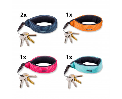 Floating Wrist Strap Assorted Pack, 2x Graphite, 1x Coral, 1x Crimson, 1x Seafoam
