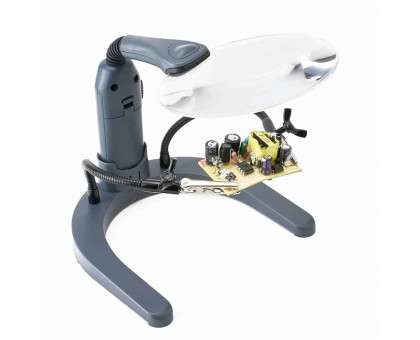 HelpingHands™ 2x Power 4.3″ LED Magnifier Stand and Hands-Free Magnifier Station with Fully Adjustable Clamps