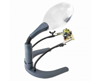 HelpingHands™ 2x Power 4.3″ LED Magnifier Stand and Hands-Free Magnifier Station with Fully Adjustable Clamps