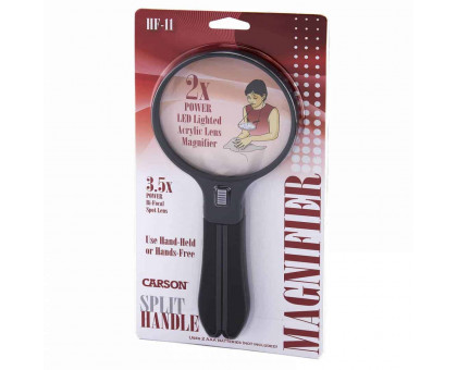 SplitHandle™ Hand-Held or Hands-Free 4″ Acrylic Lens 2X Magnifier with 3.5X Spots Lens and Neck Strap