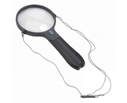 SplitHandle™ Hand-Held or Hands-Free 4″ Acrylic Lens 2X Magnifier with 3.5X Spots Lens and Neck Strap
