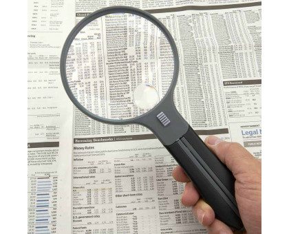 SplitHandle™ Hand-Held or Hands-Free 4″ Acrylic Lens 2X Magnifier with 3.5X Spots Lens and Neck Strap