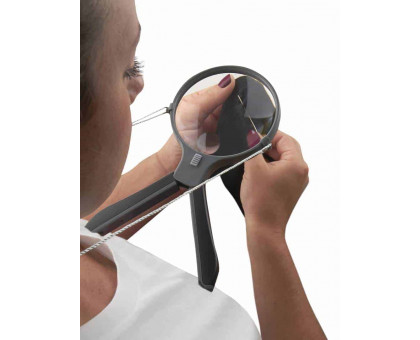 SplitHandle™ Hand-Held or Hands-Free 4″ Acrylic Lens 2X Magnifier with 3.5X Spots Lens and Neck Strap