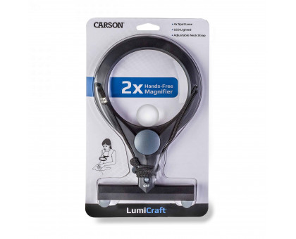 LumiCraft™ LED Lighted Hands-Free 2x Magnifier with 4x Spot Lens & Neck Cord