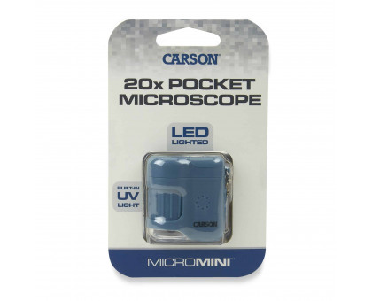 Кишеньковий мікроскоп MicroMini™ 20x зі світлодіодним підсвічуванням з вбудованим ультрафіолетовим і світлодіодним ліхтариком, Синій