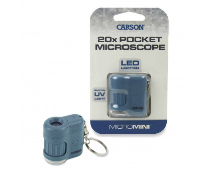 Кишеньковий мікроскоп MicroMini™ 20x зі світлодіодним підсвічуванням з вбудованим ультрафіолетовим і світлодіодним ліхтариком, Синій