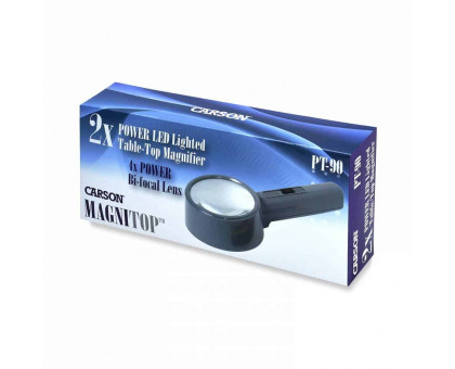 MagniTop™ 2x90mm LED Lighted Compact Table-Top Magnifier with 4x Spot Lens