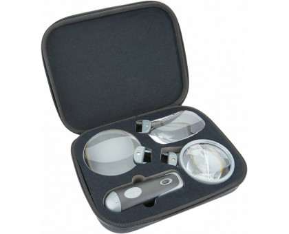 Remov-A-Lens™ 3-in-1 LED Lighted Hand-Held Magnifier Set with 3 Interchangeable Magnifying Glass Lenses with 2X, 2X, and 3.5X Power